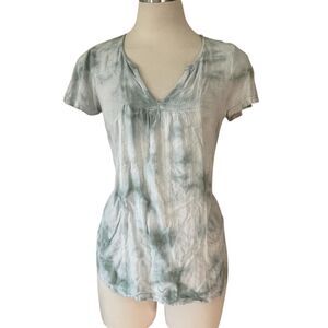 Knox Rose Tie Dye Short Sleeve Boho V-neck Tee Shirt Bohemian Blouse Top sz xs